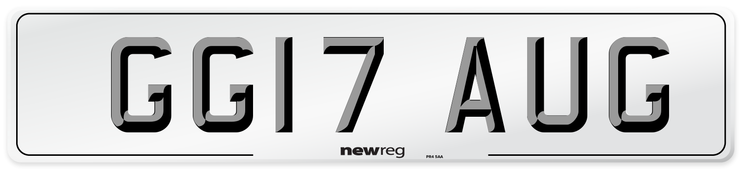 GG17 AUG Number Plate from New Reg